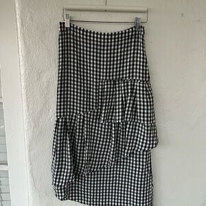 Tibi Black and White Gingham Midi Skirt Size 0